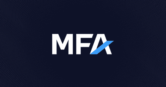 The MFA logo in white text on a dark blue background